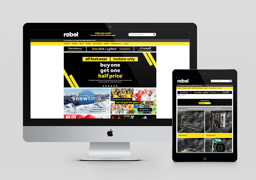 澳大利亞知名體育用品零售商Rebel-Sports官方網站展示在蘋果一體機和平板電腦.jpg